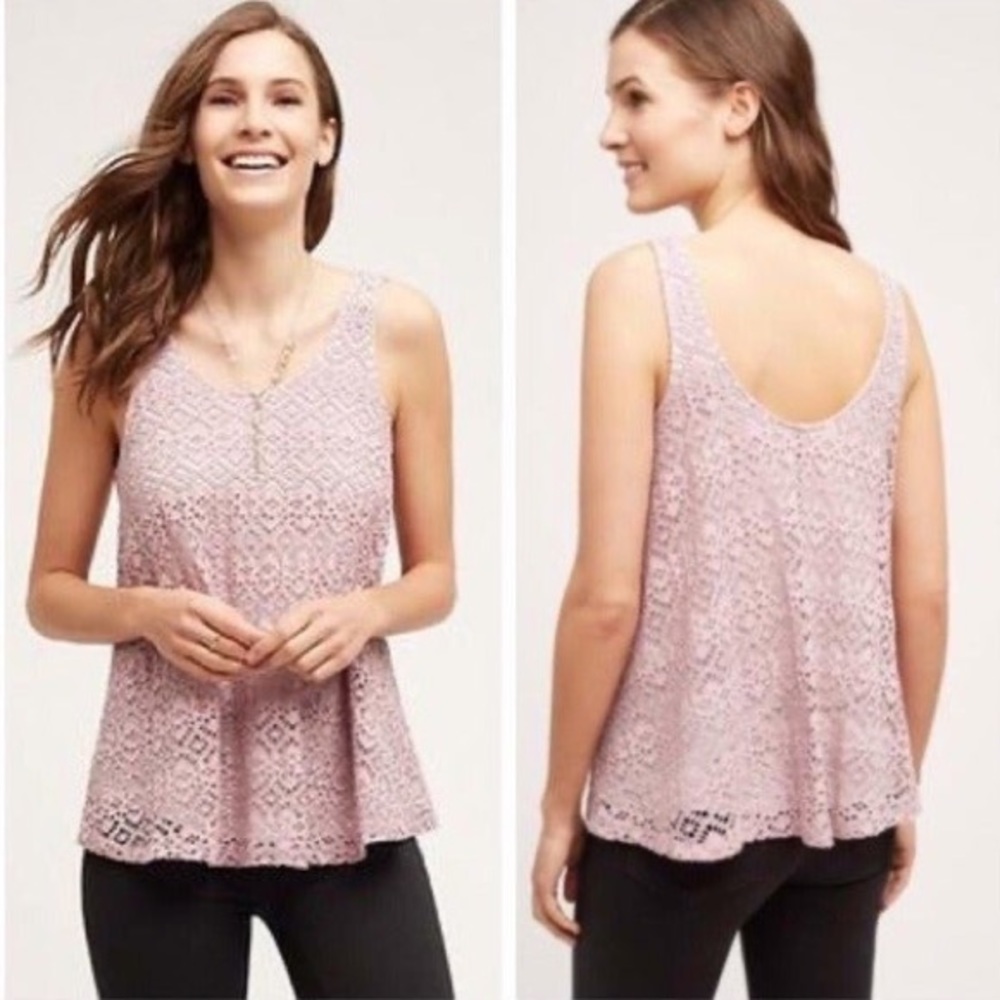Anthropologie Deletta Germaine Swing Tank Top Size Large Pink Textured Lined